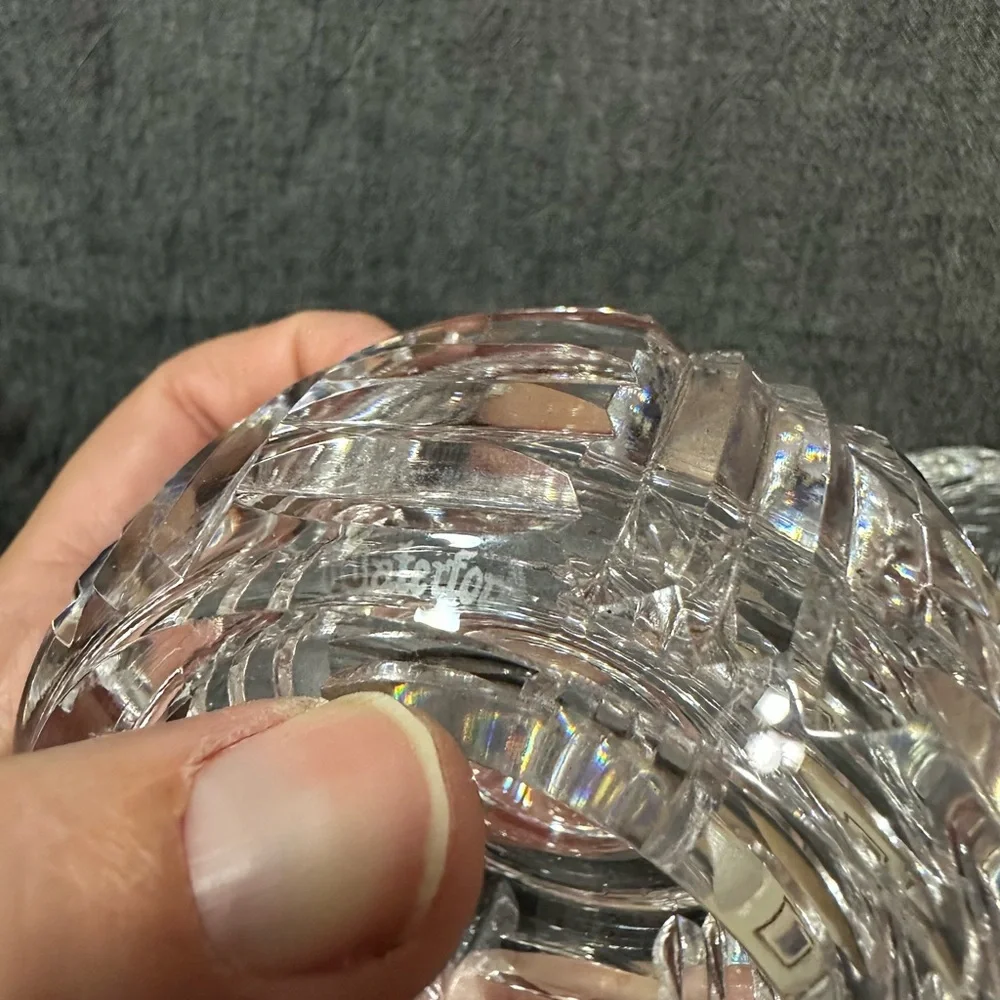 A pair of Waterford Crystal candle votives / holders